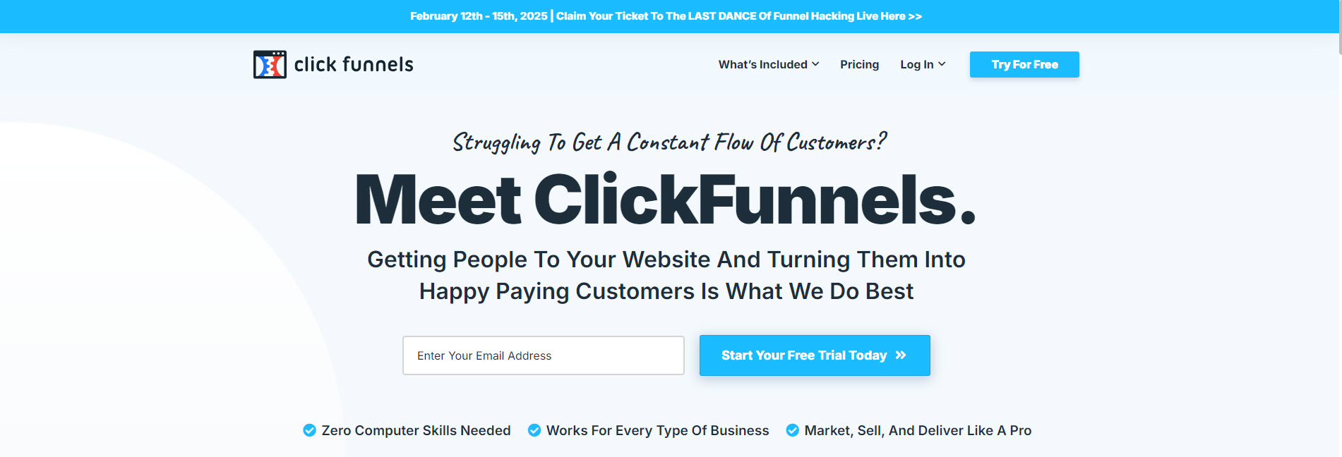 ClickFunnels homepage